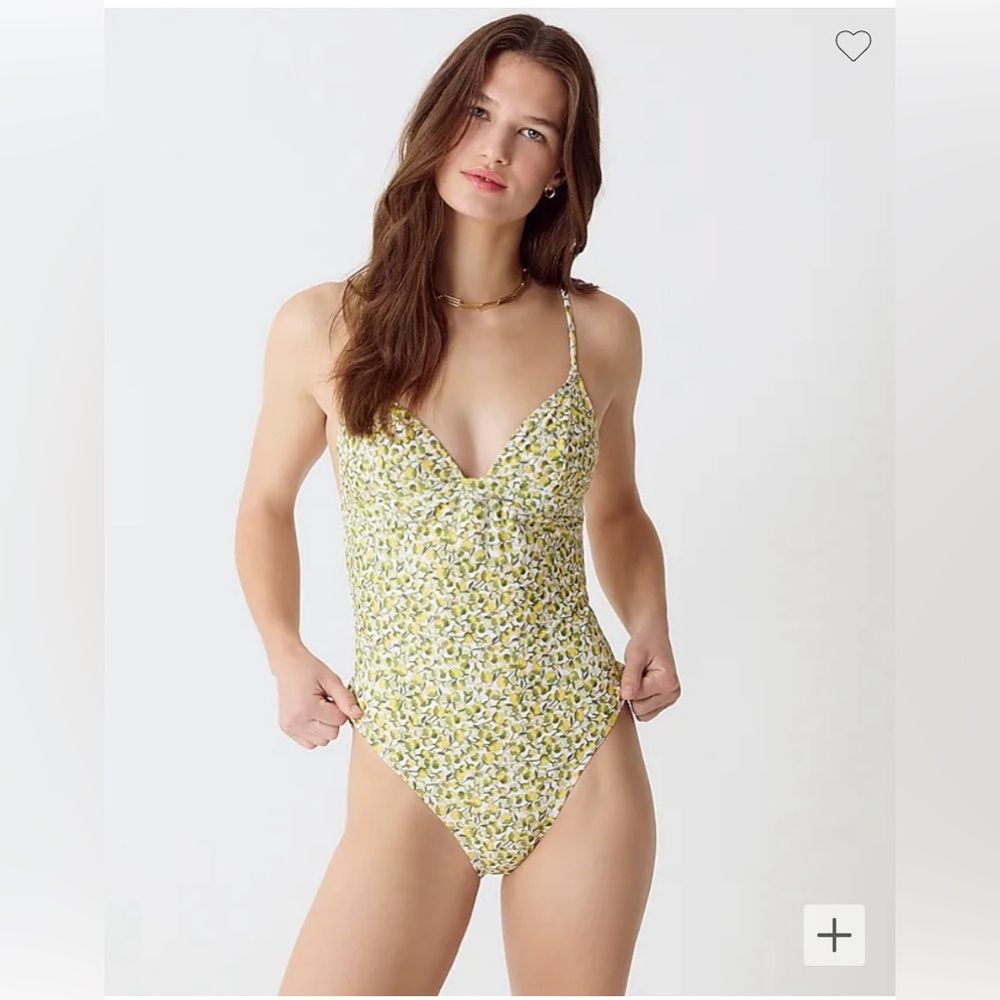 NWT J Crew one piece swimsuit. Size 8. Yellow Green Liberty fabric
